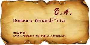 Bumbera Annamária névjegykártya